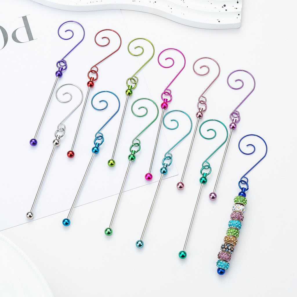 Beadable Hook Metallic Colorful Tips Swirl Shape 12.9cm