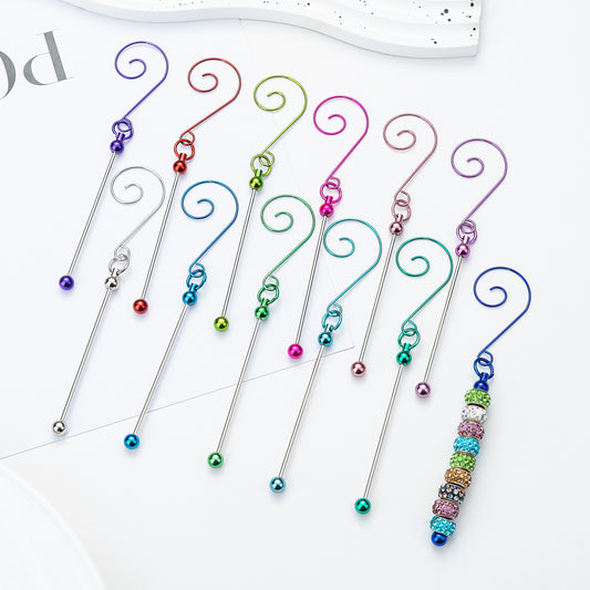Beadable Hook Metallic Colorful Tips Swirl Shape 12.9cm