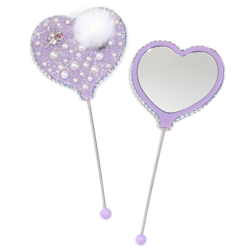 Beadable Heart Shape Handheld Makeup Mirror 16