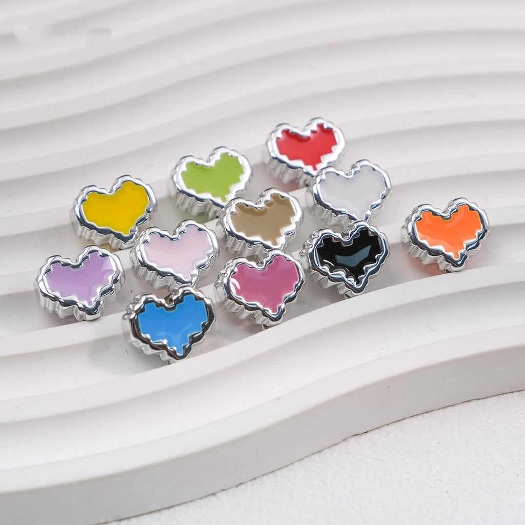 Silver Pixel Heart and Star Acrylic Beads 11mm Mixed Shapes 50pcs 3
