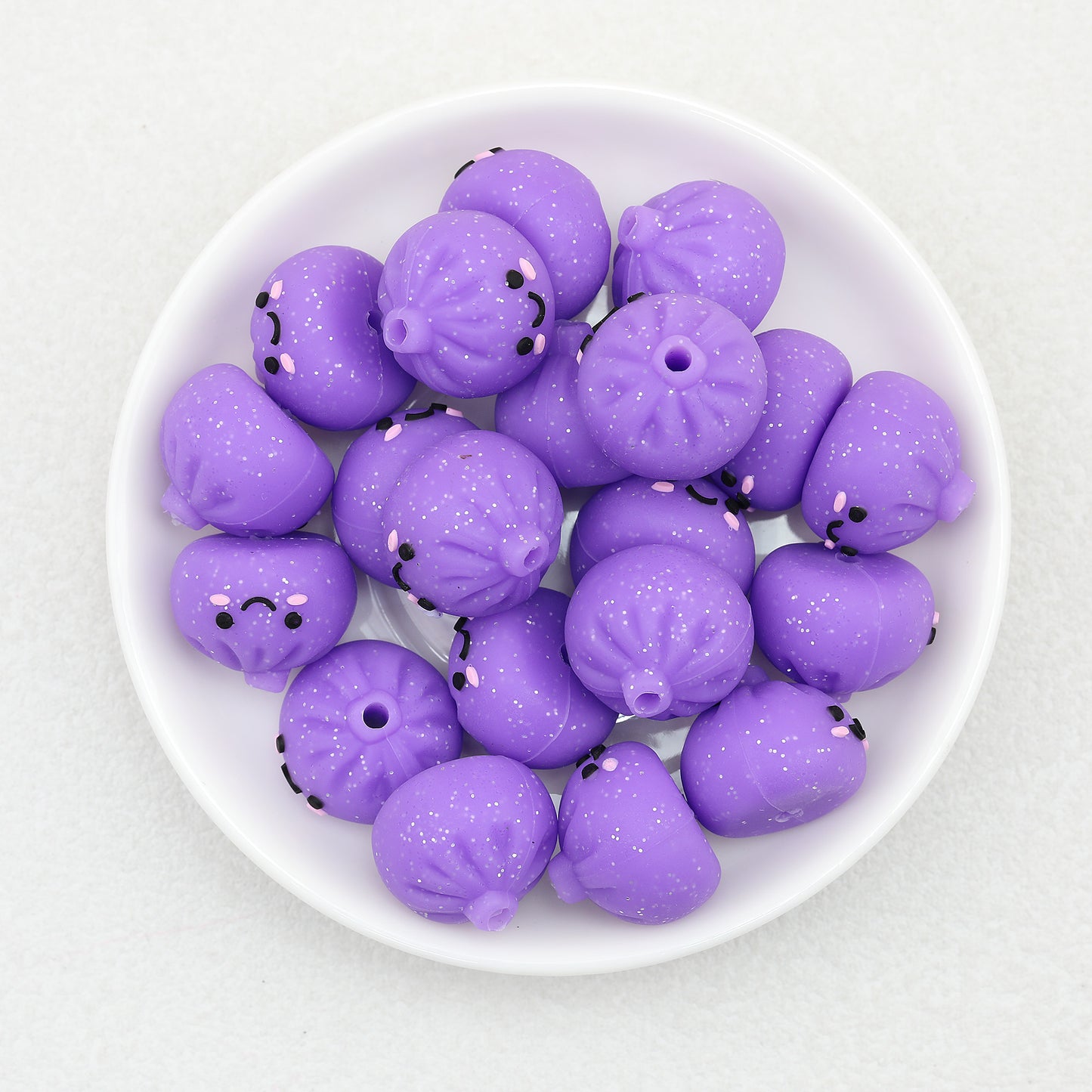 3D Cute Glitter Steamed Stuffed Bun Silicone Focal Beads 20pcs 8