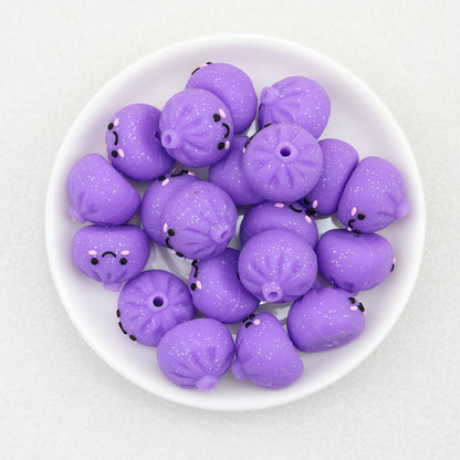 3D Cute Glitter Steamed Stuffed Bun Silicone Focal Beads 20pcs 8
