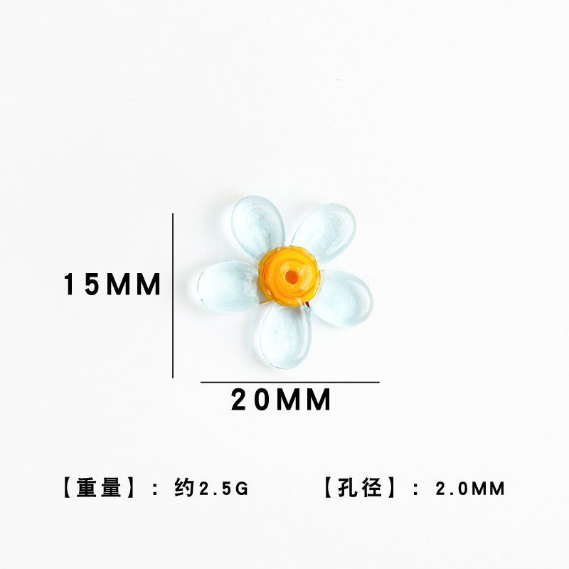 Transparent Colorful Flower Shaped Glass Beads 15x20mm 10pcs 7