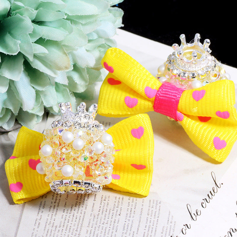 Fancy Heart Bow Acrylic Beads with Rhinestones 23mm 3pcs 6