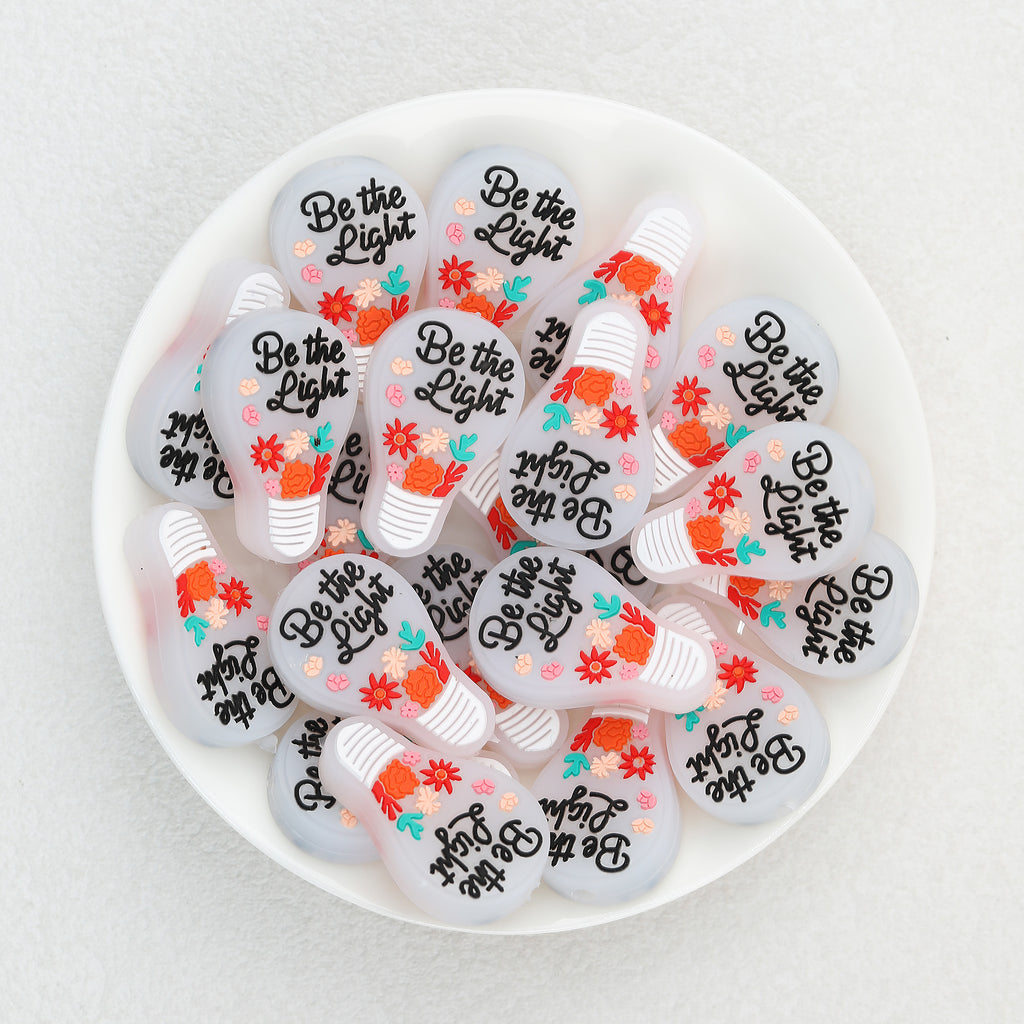 Colorful Flower Light Bulb Silicone Focal Beads 20Pcs  2