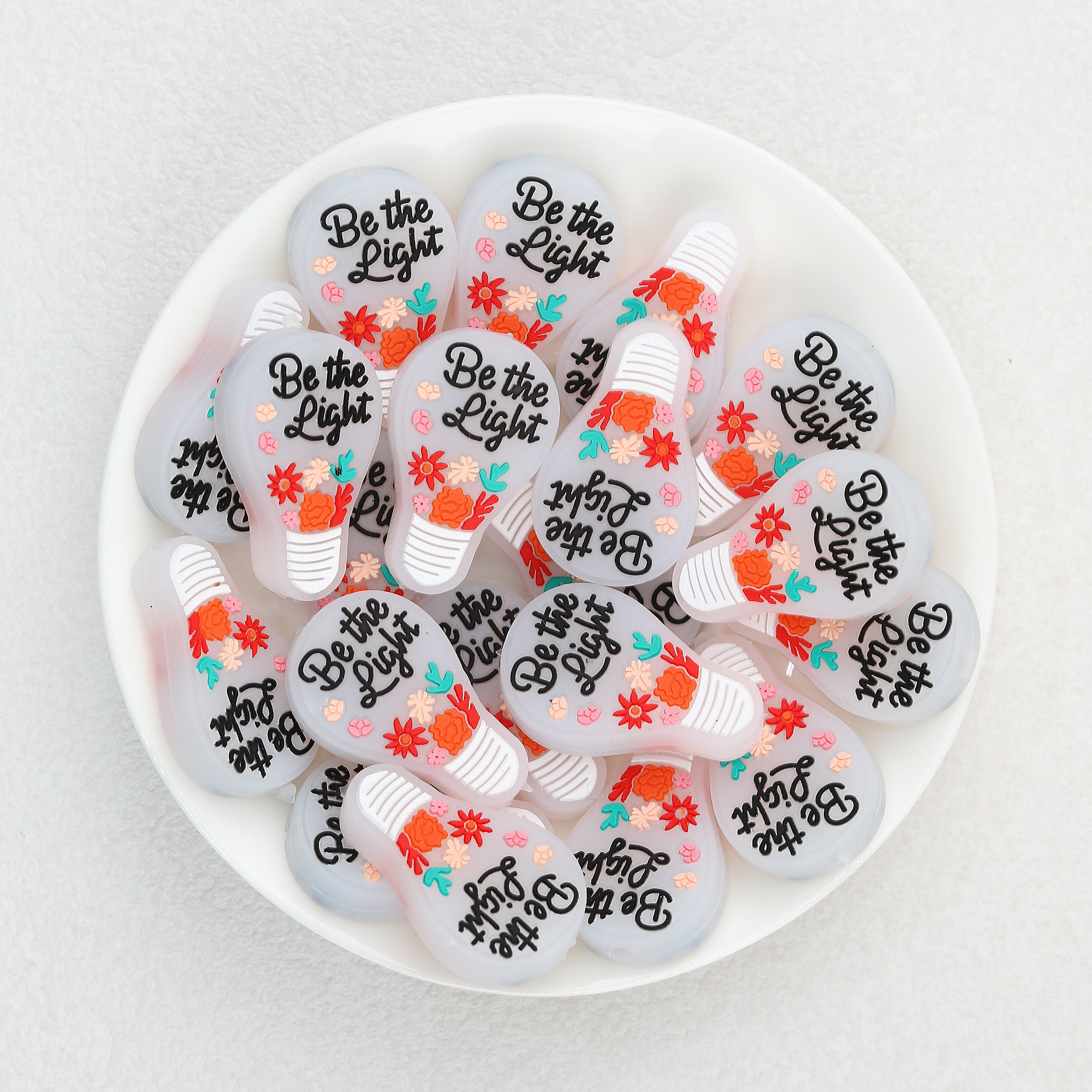 Colorful Flower Light Bulb Silicone Focal Beads 20Pcs  2