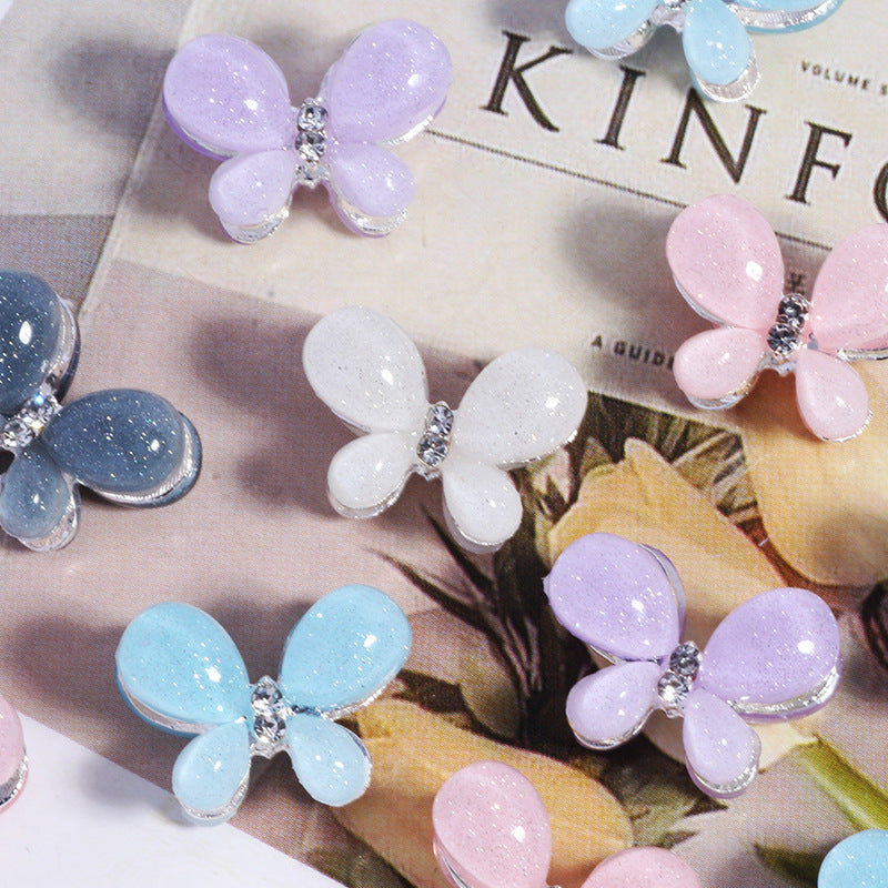 3D Glitter Butterfly Alloy Beads 16mm 2pcs 3