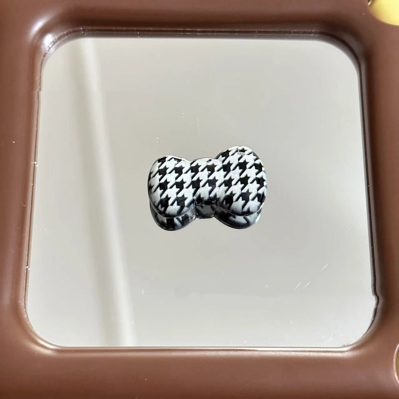 Houndstooth Pattern Bow Acrylic Beads 25mm Glossy Mixed 10pcs 2