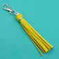PU Leather Tassel Keychain 9cm Strips Silver Lobster Clasp 14