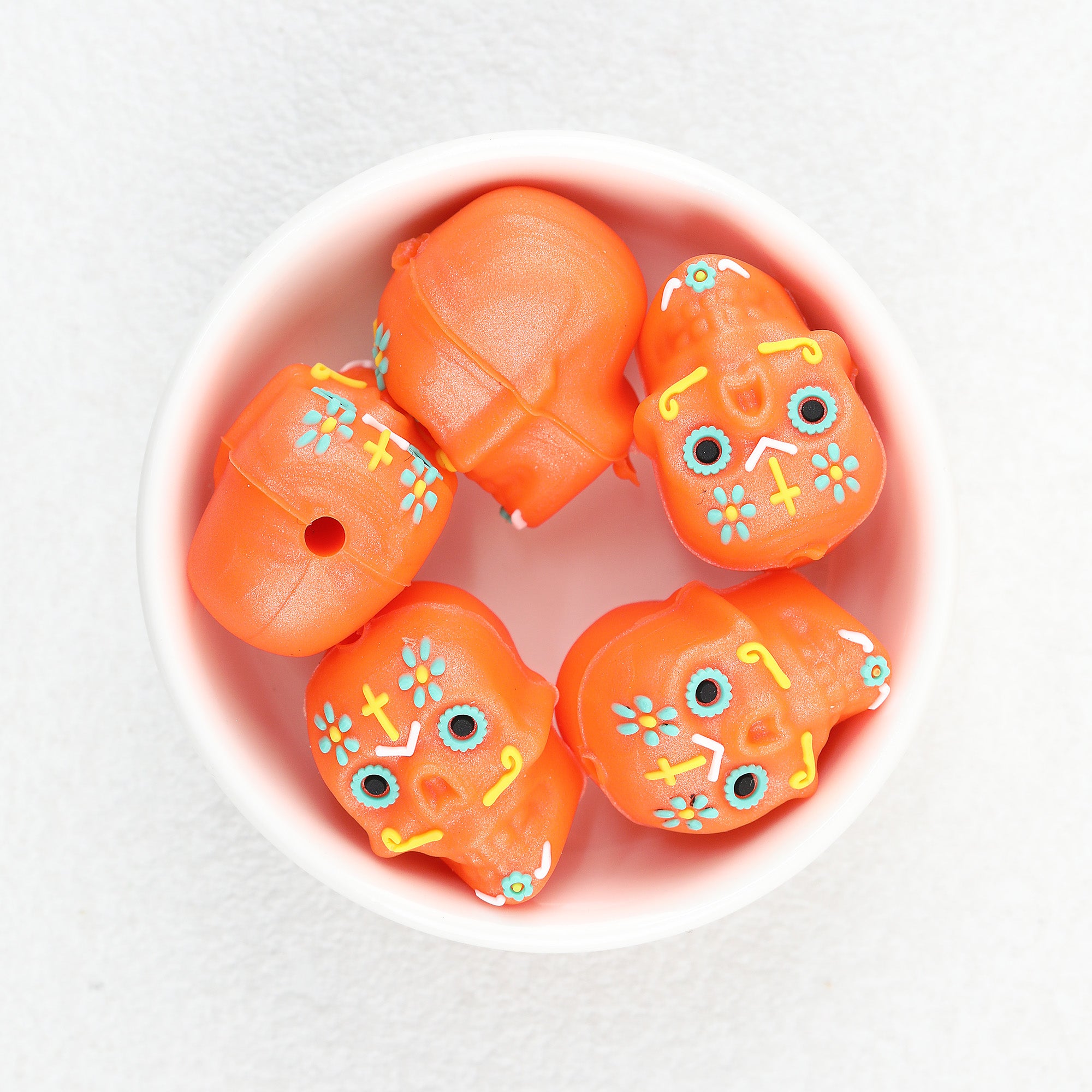  3D Halloween Colorful Skull Silicone Focal Beads 20Pcs 5