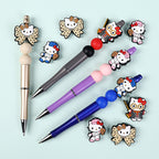 Silicone Focal Beads Hello Kitty Leopard Bow Pink Baseball Player 20pcs 7