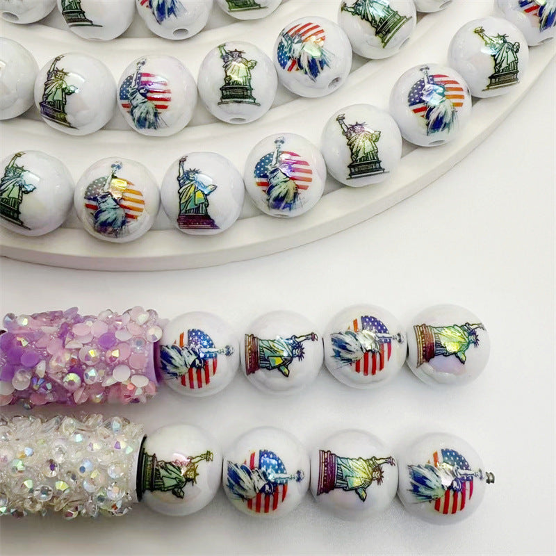 Statue of Liberty 16mm Acrylic Round Beads 50pcs 4
