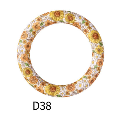 65mm Printed Silicone Beads Round Rings Floral Animal Spots Prints 44
