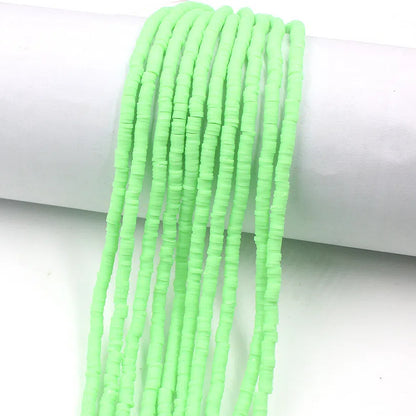 Flat Clay Beads 4mm Solid Color Polymer Disc 10strands 11