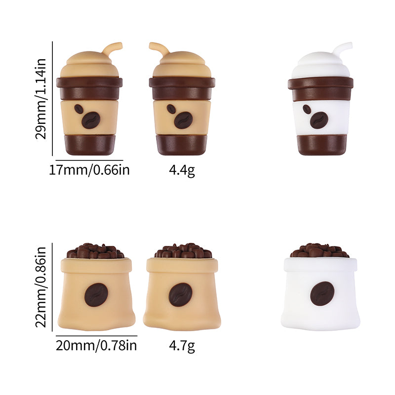 Silicone 3D Focal Beads Coffee Cup With Coffee Bean Detail 20pcs 11