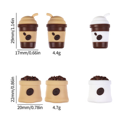 Silicone 3D Focal Beads Coffee Cup With Coffee Bean Detail 20pcs 11