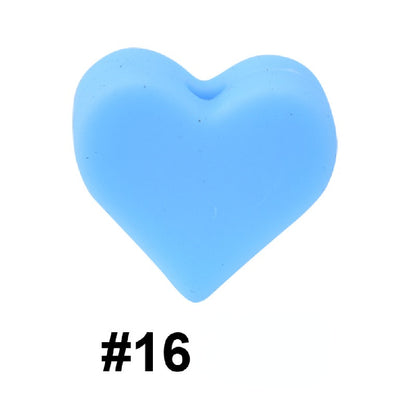 Colorful Pastel Mix Heart 14mm Silicone Beads Solid Color Matte Finish 50pcs 14