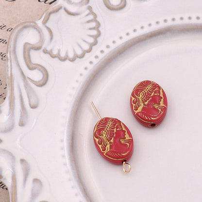 Gilded Beauty Avatar Acrylic Beads 18mm Artistic Vintage 30pcs 17