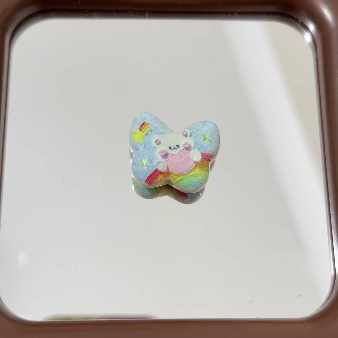 Spring Oil Painting Texture Butterfly Acrylic Beads 25mm 10pcs 10