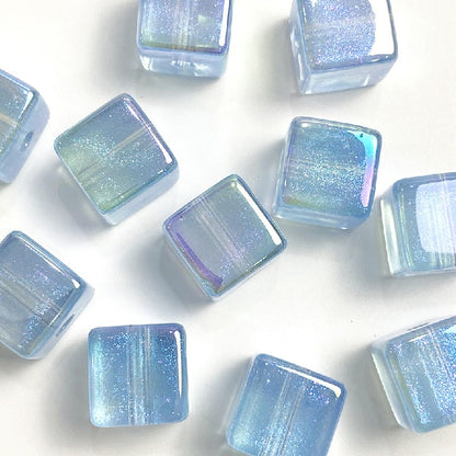 Colorful UV Finish Cube Acrylic Beads 14mm Pastel Glow 50pcs 9