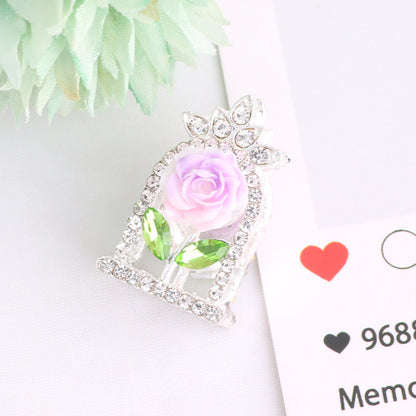 24mm Rose Frame Rhinestone Beads Alloy Decorative 3pcs 11