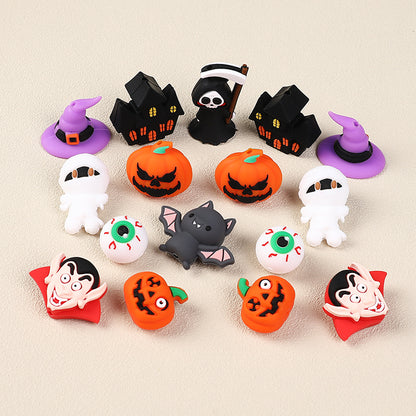 Silicone 3D Focal Beads Halloween Pumpkin Ghost Haunted House 20pcs