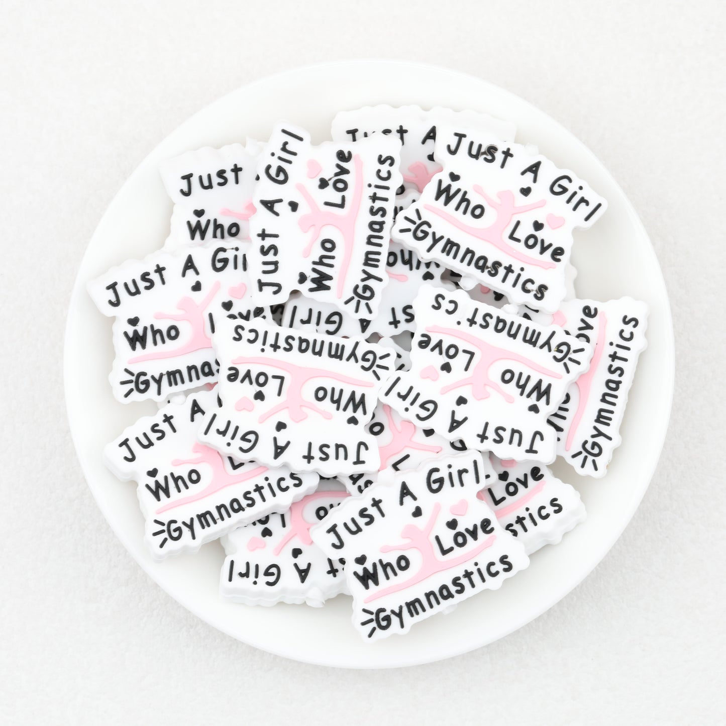 Gymnast Girl Pink Silicone Focal Beads 20pcs 2