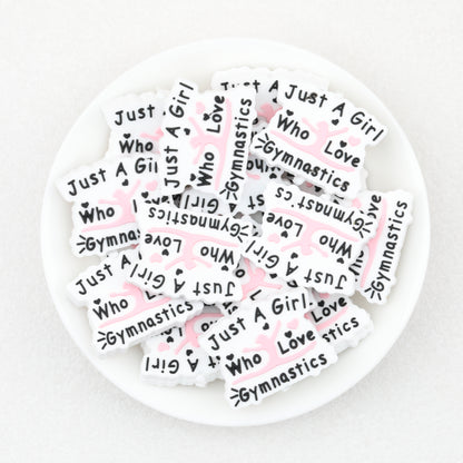 Gymnast Girl Pink Silicone Focal Beads 20pcs 2