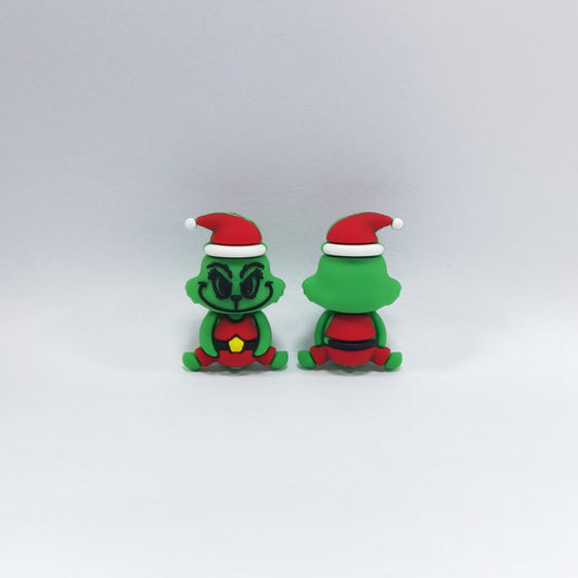 Silicone 3D Focal Beads Christmas Grinch Santa Hat Cheeky Face 20pcs