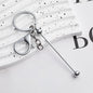 Beadable Keychain Bar Metal Slender Shaft Polished Ball Lobster Clasp - Electroplated Silver