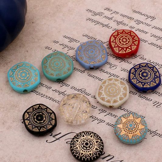 Vintage Gilded Sunflower Acrylic Flat Beads 18mm Mixed Colors 30pcs 2