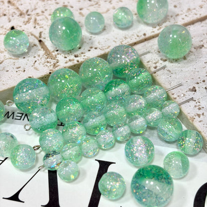 Dual Tone 8mm Round Resin Opal Beads Sparkling Glitter Finish 50pcs 10