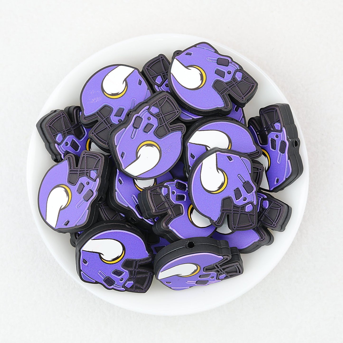 NFL Teams Helmet Silicone Focal Beads Printed Designs 20pcs - Minnesota Vikings