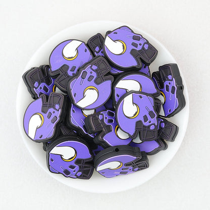 NFL Teams Helmet Silicone Focal Beads Printed Designs 20pcs - Minnesota Vikings
