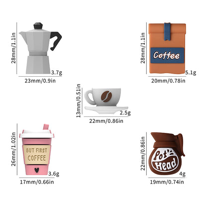 Silicone 3D Focal Beads Coffee Theme Coffee Pot Coffee Bag 20pcs 10