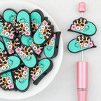 Blue Gemstone Flower Denim Hat Silicone Focal Beads 20Pcs 
