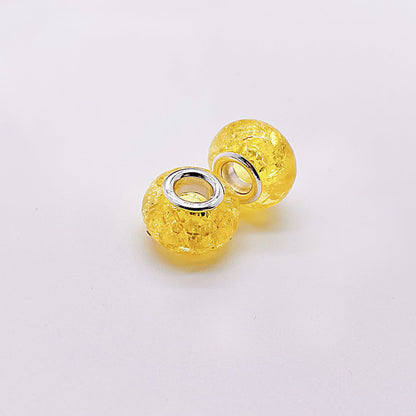 Acrylic Spacer Beads 14mm Crackle Large Hole 50pcs - Yellow