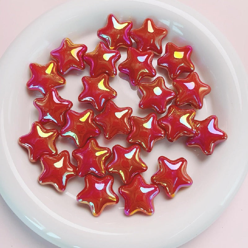 Opaque Star Acrylic Beads 22mm Glossy Colorful 10pcs 14