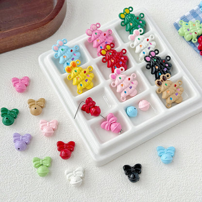 Baking Painted Christmas Tree and Bells Metal Beads 20pcs Festive Colors