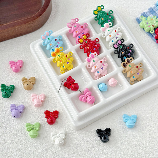 Baking Painted Christmas Tree and Bells Metal Beads 20pcs Festive Colors