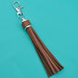 PU Leather Tassel Keychain 9cm Strips Silver Lobster Clasp 29