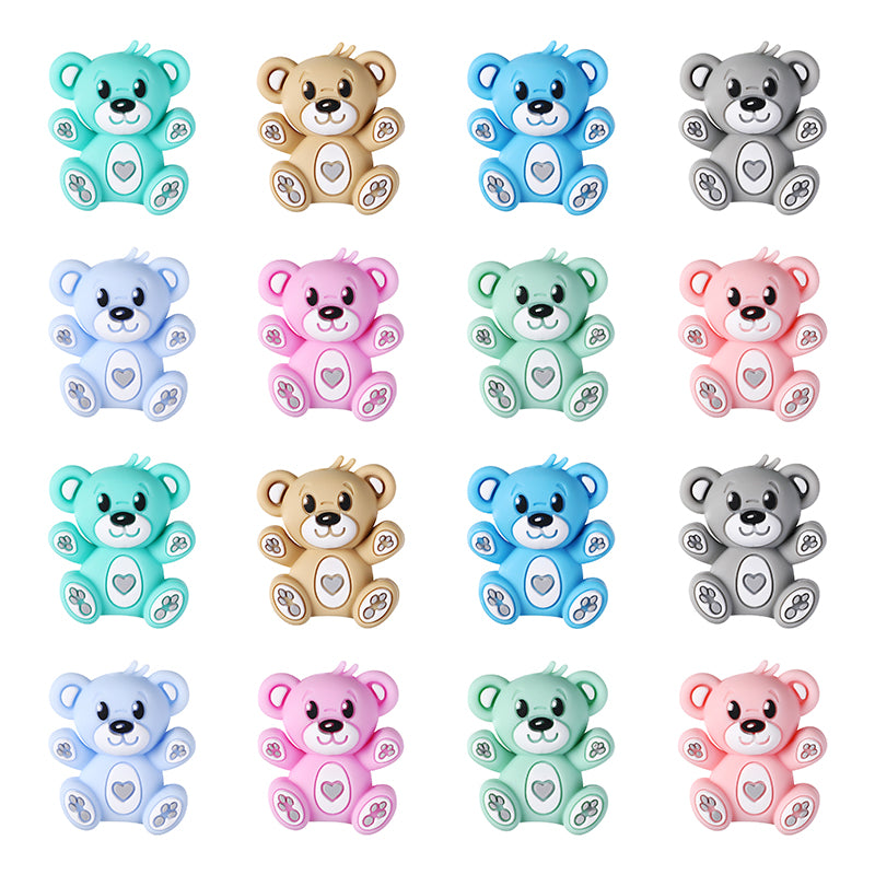 Silicone 3D Focal Beads Hug Bear Outstretched Arms 20pcs 9