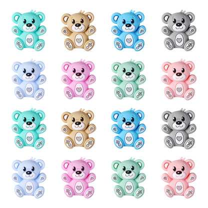 Silicone 3D Focal Beads Hug Bear Outstretched Arms 20pcs 9