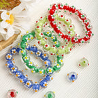 Dopamine-Themed Flower Glass Beads 14mm 10pcs