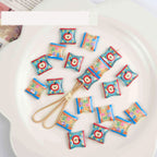 Square Acrylic Beads 17mm Apple Snack Bag Design 10pcs 2
