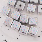Silver Hello Kitty Printed Acrylic Square Beads 15mm 10pcs 2