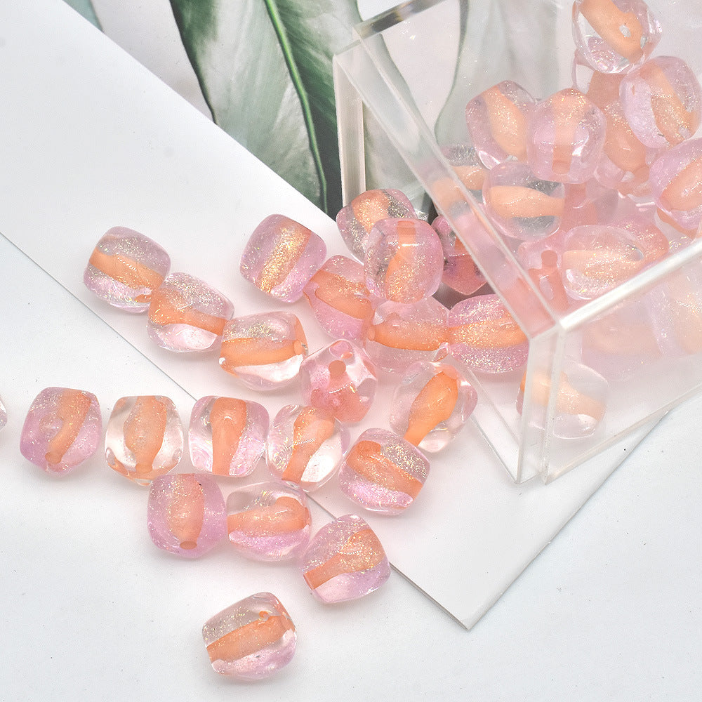 Resin Octagonal Faceted Candy Heart Beads 10mm Sparkling 100pcs 7
