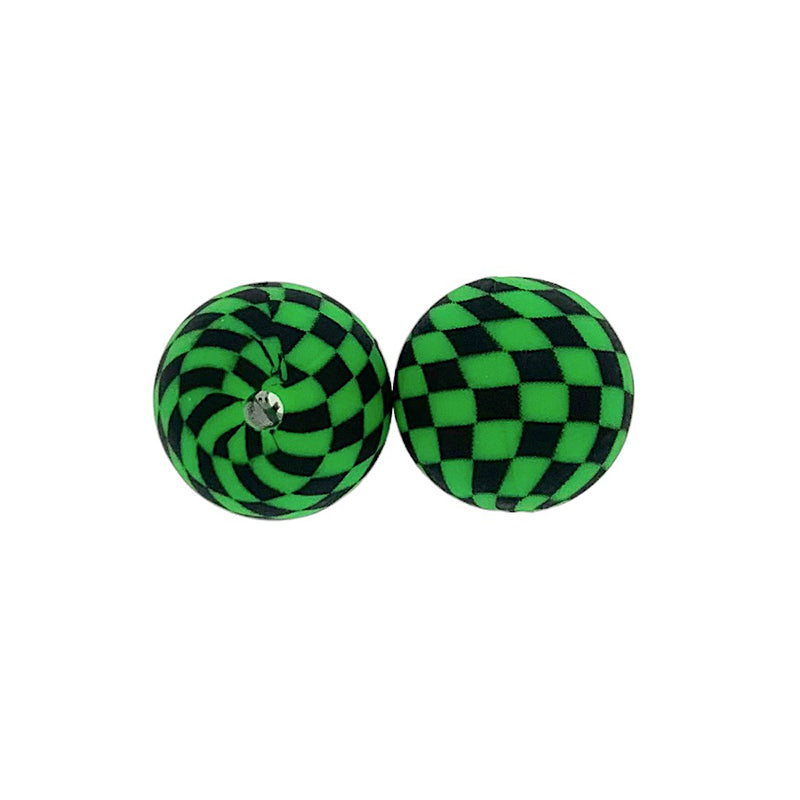 15mm Checkered Silicone Beads Classic Color Pattern 50pcs 13