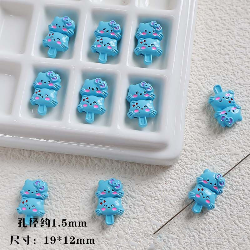 Double Kitty Stack Metal Beads 19mm Painted Alloy 10pcs 6