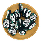 Silicone Focal Beads Western Turquoise Skeleton Skull Halloween Front View 2
